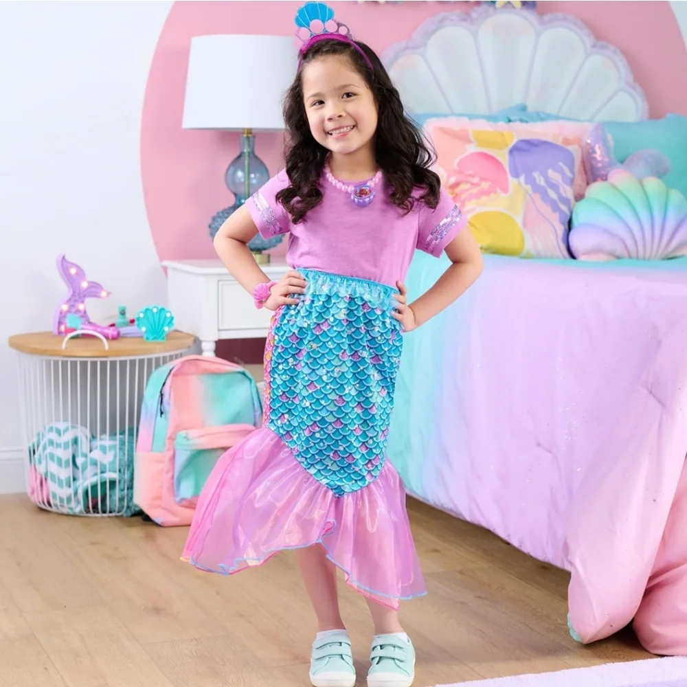 Disney Junior Ariel 2-in-1 Dress Up Set for Pretend Play, Sizes 4-6X, 4-Pieces,